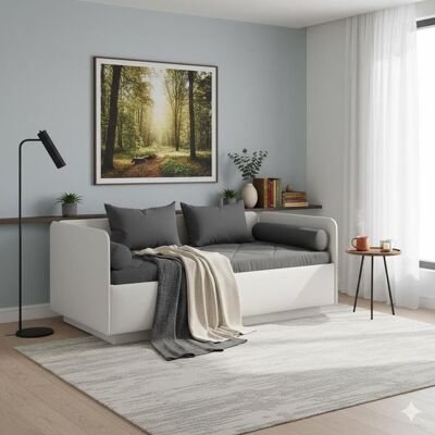 Schlafsofa Eriko Kunstleder mit Bettkasten Weiß 72x266x99cm Schlafsofa Eriko Kunstleder mit Bettkasten Weiß 72x266x99cm