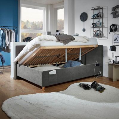Polsterliege Pauka Komfort Cord mit Lattenrost und Bettkasten Dunkelgrau 90x100x210cm Polsterliege Pauka Komfort Cord mit Lattenrost und Bettkasten Dunkelgrau 90x100x210cm
