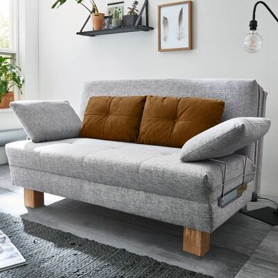 Schlafsofa Valda Webstoff mit Lattenrost Hellgrau 88x168x97cm Schlafsofa Valda Webstoff mit Lattenrost Hellgrau 88x168x97cm