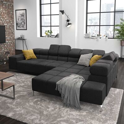 HOMELIV. Ecksofa Cambridge 321x216x85cm Webstoff Dunkelgrau 72x321x216cm HOMELIV. Ecksofa Cambridge 321x216x85cm Webstoff Dunkelgrau 72x321x216cm