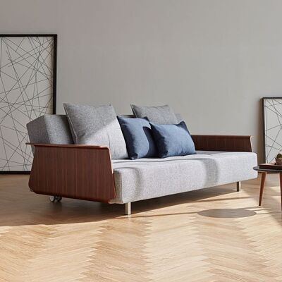 Schlafsofa Thando Webstoff mit Armlehnen 245x114x79 cm Hellgrau 79x245x114cm Schlafsofa Thando Webstoff mit Armlehnen 245x114x79 cm Hellgrau 79x245x114cm