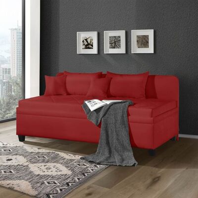 Sofaliege Kamina Komfort Microvelours mit Bettkasten Rot 87x205x109cm Sofaliege Kamina Komfort Microvelours mit Bettkasten Rot 87x205x109cm