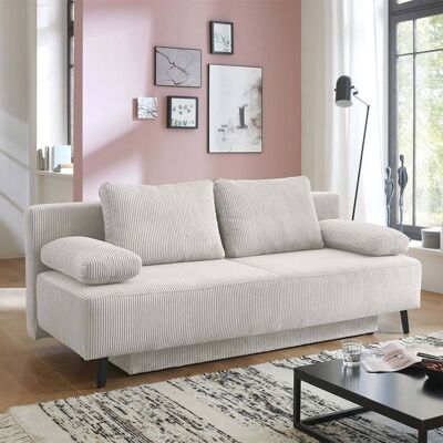 Schlafsofa Peluca Cord mit Bettkasten Sand 85x193x88cm Schlafsofa Peluca Cord mit Bettkasten Sand 85x193x88cm
