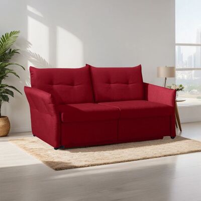 Schlafsofa Retford Webstoff/Velours mit Bettkasten Rot 89x184x82cm Schlafsofa Retford Webstoff/Velours mit Bettkasten Rot 89x184x82cm