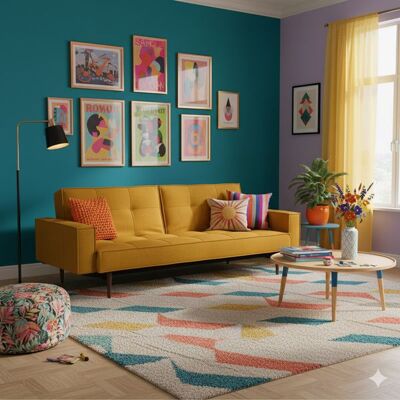 Schlafsofa Gerrard Webstoff/Bouclé Gelb 80x241x91cm Schlafsofa Gerrard Webstoff/Bouclé Gelb 80x241x91cm