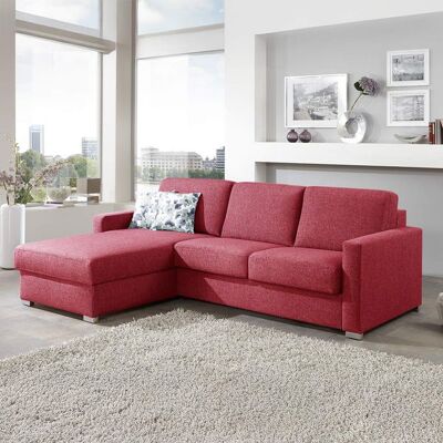 Eck-Schlafsofa Lelio Webstoff mit Lattenrost und Bettkasten Ottomane links Rot 86x298x178cm Eck-Schlafsofa Lelio Webstoff mit Lattenrost und Bettkasten Ottomane links Rot 86x298x178cm