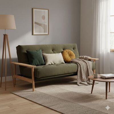 Schlafsofa Emmich Webstoff/Cord mit Lattenrost und Stauraum Grün 92x230x100cm Schlafsofa Emmich Webstoff/Cord mit Lattenrost und Stauraum Grün 92x230x100cm
