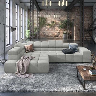 HOMELIV. Ecksofa Charlotta 319x215x82cm Webstoff Hellgrau 70x319x215cm HOMELIV. Ecksofa Charlotta 319x215x82cm Webstoff Hellgrau 70x319x215cm