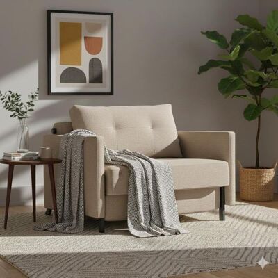 Schlafsessel Kuda Webstoff mit Stauraum Sand 67x104x103cm Schlafsessel Kuda Webstoff mit Stauraum Sand 67x104x103cm