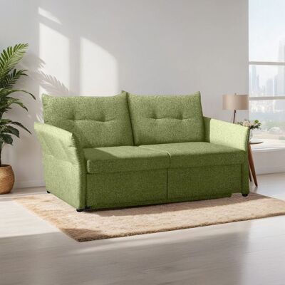Schlafsofa Retford Webstoff/Velours mit Bettkasten Grün 89x184x82cm Schlafsofa Retford Webstoff/Velours mit Bettkasten Grün 89x184x82cm