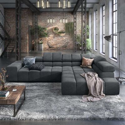 HOMELIV. Ecksofa Charlotta 319x215x82cm Webstoff Dunkelgrau 70x319x215cm HOMELIV. Ecksofa Charlotta 319x215x82cm Webstoff Dunkelgrau 70x319x215cm