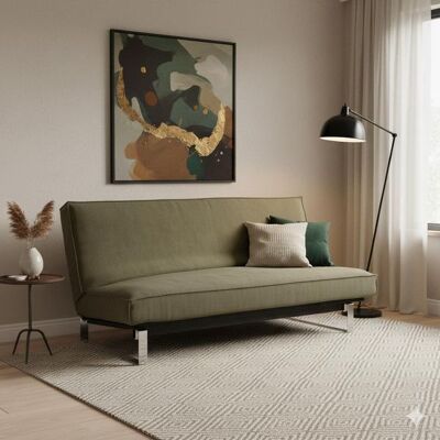 Schlafsofa Astoria Webstoff/Cord mit Lattenrost und Stauraum Grün 90x200x100cm Schlafsofa Astoria Webstoff/Cord mit Lattenrost und Stauraum Grün 90x200x100cm