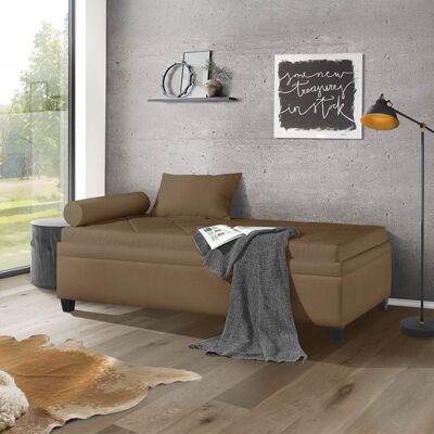 Relaxliege Kamina Microvelours mit Bettkasten Braun 47x205x95cm Relaxliege Kamina Microvelours mit Bettkasten Braun 47x205x95cm