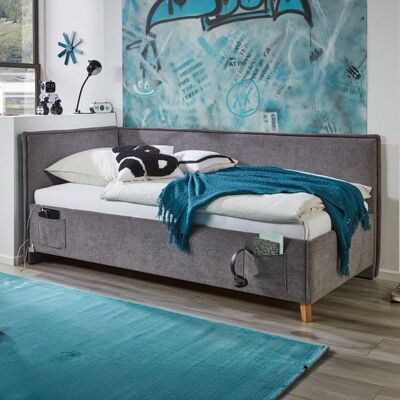Polsterliege Teya Komfort Velours Dunkelgrau 90x103x215cm Polsterliege Teya Komfort Velours Dunkelgrau 90x103x215cm