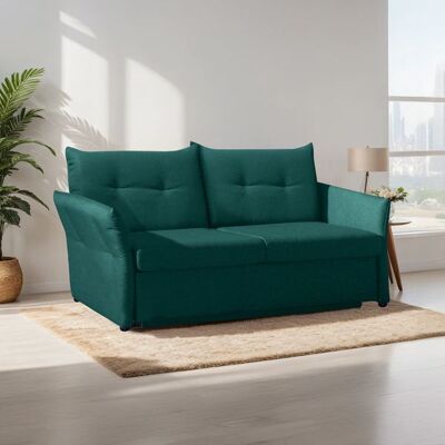 Schlafsofa Retford Webstoff/Velours mit Bettkasten Grün 89x154x82cm Schlafsofa Retford Webstoff/Velours mit Bettkasten Grün 89x154x82cm