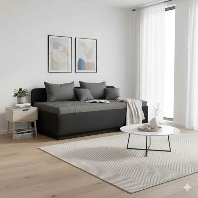 Sofaliege Eriko Komfort Kunstleder mit Bettkasten Schwarz 80x204x129cm Sofaliege Eriko Komfort Kunstleder mit Bettkasten Schwarz 80x204x129cm