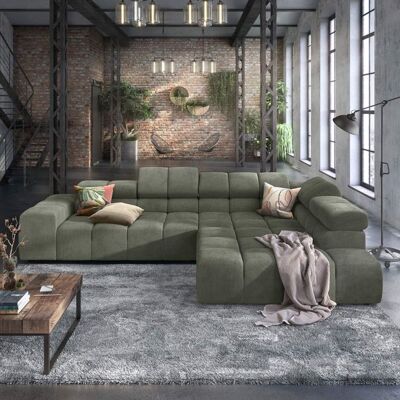 HOMELIV. Ecksofa Charlotta 319x215x82cm Feincord Grün 70x319x215cm HOMELIV. Ecksofa Charlotta 319x215x82cm Feincord Grün 70x319x215cm