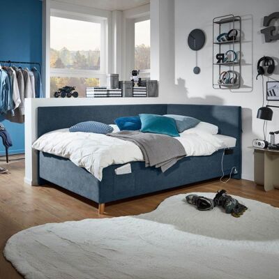 Polsterliege Pauka Komfort Cord Blau 90x150x210cm Polsterliege Pauka Komfort Cord Blau 90x150x210cm