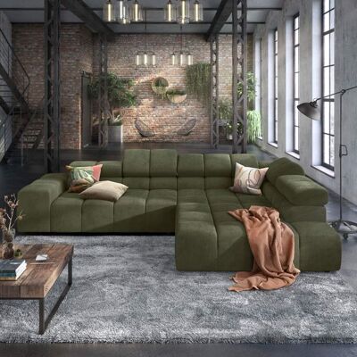 HOMELIV. Ecksofa Charlotta 319x215x82cm Feincord Grün 70x319x215cm HOMELIV. Ecksofa Charlotta 319x215x82cm Feincord Grün 70x319x215cm