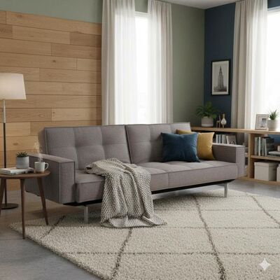Schlafsofa Arpi Webstoff Hellgrau 79x241x89cm Schlafsofa Arpi Webstoff Hellgrau 79x241x89cm