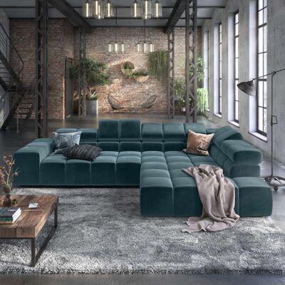 HOMELIV. Ecksofa Charlotta 319x215x82cm Velours Blau 70x319x215cm HOMELIV. Ecksofa Charlotta 319x215x82cm Velours Blau 70x319x215cm