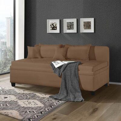 Sofaliege Kamina Komfort Microvelours mit Bettkasten Braun 87x205x109cm Sofaliege Kamina Komfort Microvelours mit Bettkasten Braun 87x205x109cm