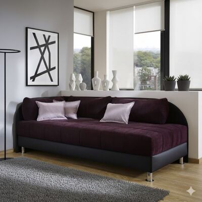 Polsterliege Enea Kunstleder mit Bettkasten Seitenteil links Schwarz 76x205x106cm Polsterliege Enea Kunstleder mit Bettkasten Seitenteil links Schwarz 76x205x106cm
