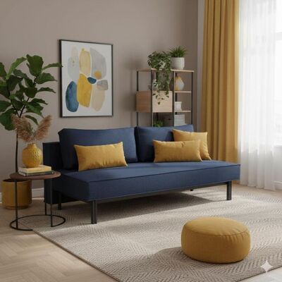 Schlafsofa Ellwood Webstoff mit Stauraum Blau 68x200x94cm Schlafsofa Ellwood Webstoff mit Stauraum Blau 68x200x94cm