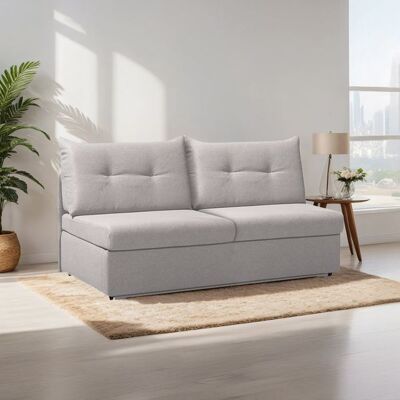 Schlafsofa Retford Webstoff/Velours mit Bettkasten Hellgrau 89x156x82cm Schlafsofa Retford Webstoff/Velours mit Bettkasten Hellgrau 89x156x82cm