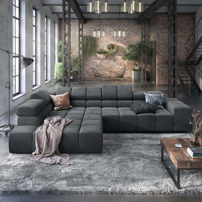 HOMELIV. Ecksofa Charlotta 319x215x82cm Webstoff Dunkelgrau 70x319x215cm HOMELIV. Ecksofa Charlotta 319x215x82cm Webstoff Dunkelgrau 70x319x215cm