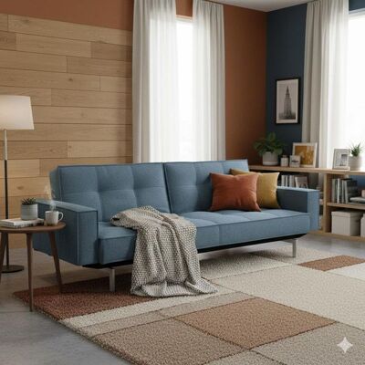 Schlafsofa Arpi Webstoff Blau 79x241x89cm Schlafsofa Arpi Webstoff Blau 79x241x89cm