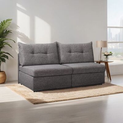 Schlafsofa Retford Webstoff/Velours mit Bettkasten Dunkelgrau 89x166x82cm Schlafsofa Retford Webstoff/Velours mit Bettkasten Dunkelgrau 89x166x82cm