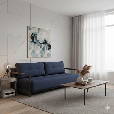 Schlafsofa Butland Webstoff mit Stauraum Blau 70x209x117cm Schlafsofa Butland Webstoff mit Stauraum Blau 70x209x117cm