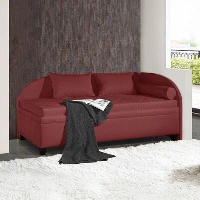 Polsterliege Kamina Microvelours mit Bettkasten Seitenteil rechts Rot 80x209x99cm Polsterliege Kamina Microvelours mit Bettkasten Seitenteil rechts Rot 80x209x99cm