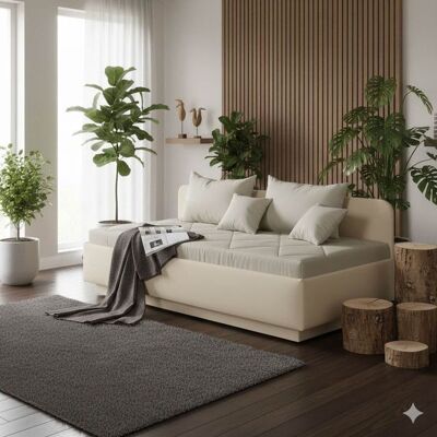 Sofaliege Eriko Kunstleder mit Bettkasten Sand 72x204x99cm Sofaliege Eriko Kunstleder mit Bettkasten Sand 72x204x99cm