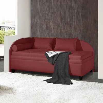 Polsterliege Kamina Microvelours mit Bettkasten Seitenteil links Rot 80x209x99cm Polsterliege Kamina Microvelours mit Bettkasten Seitenteil links Rot 80x209x99cm