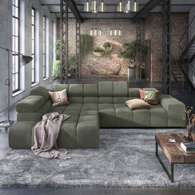 HOMELIV. Ecksofa Charlotta 319x215x82cm Feincord Grün 70x319x215cm HOMELIV. Ecksofa Charlotta 319x215x82cm Feincord Grün 70x319x215cm