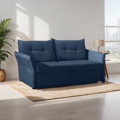 Schlafsofa Retford Webstoff/Velours mit Bettkasten Blau 89x184x82cm Schlafsofa Retford Webstoff/Velours mit Bettkasten Blau 89x184x82cm
