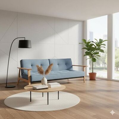 Schlafsofa Himari Webstoff Blau 80x232x99cm Schlafsofa Himari Webstoff Blau 80x232x99cm