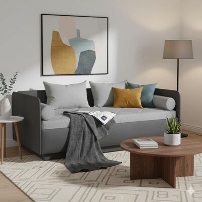 Schlafsofa Eriko Kunstleder mit Bettkasten Dunkelgrau 72x449x129cm Schlafsofa Eriko Kunstleder mit Bettkasten Dunkelgrau 72x449x129cm