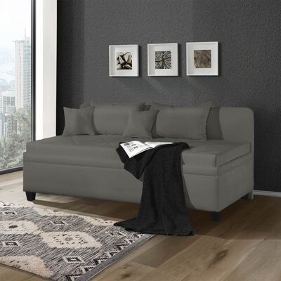 Sofaliege Kamina Komfort Microvelours mit Bettkasten Dunkelgrau 87x205x109cm Sofaliege Kamina Komfort Microvelours mit Bettkasten Dunkelgrau 87x205x109cm