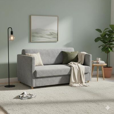 Schlafsofa Yami Webstoff 159x91x81 cm Hellgrau 81x159x91cm Schlafsofa Yami Webstoff 159x91x81 cm Hellgrau 81x159x91cm