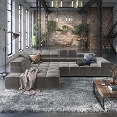HOMELIV. Ecksofa Charlotta 319x215x82cm Velours Dunkelgrau 70x319x215cm HOMELIV. Ecksofa Charlotta 319x215x82cm Velours Dunkelgrau 70x319x215cm