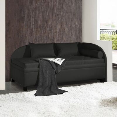Polsterliege Kamina Microvelours mit Bettkasten Seitenteil rechts Schwarz 80x209x99cm Polsterliege Kamina Microvelours mit Bettkasten Seitenteil rechts Schwarz 80x209x99cm