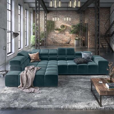HOMELIV. Ecksofa Charlotta 319x215x82cm Velours Blau 70x319x215cm HOMELIV. Ecksofa Charlotta 319x215x82cm Velours Blau 70x319x215cm