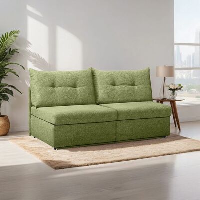 Schlafsofa Retford Webstoff/Velours mit Bettkasten Grün 89x166x82cm Schlafsofa Retford Webstoff/Velours mit Bettkasten Grün 89x166x82cm