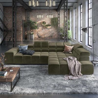 HOMELIV. Ecksofa Charlotta 319x215x82cm Velours Grün 70x319x215cm HOMELIV. Ecksofa Charlotta 319x215x82cm Velours Grün 70x319x215cm