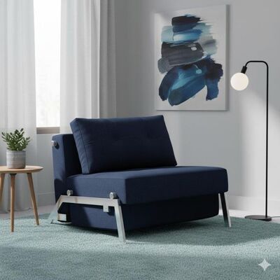 Schlafsessel Dowing Webstoff mit Stauraum Blau 79x95x103cm Schlafsessel Dowing Webstoff mit Stauraum Blau 79x95x103cm