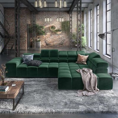 HOMELIV. Ecksofa Charlotta 319x215x82cm Velours Grün 70x319x215cm HOMELIV. Ecksofa Charlotta 319x215x82cm Velours Grün 70x319x215cm
