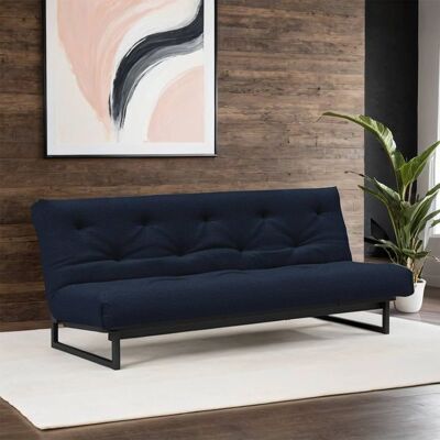 Schlafsofa Frentano Webstoff/Cord mit Lattenrost und Stauraum Blau 92x200x100cm Schlafsofa Frentano Webstoff/Cord mit Lattenrost und Stauraum Blau 92x200x100cm